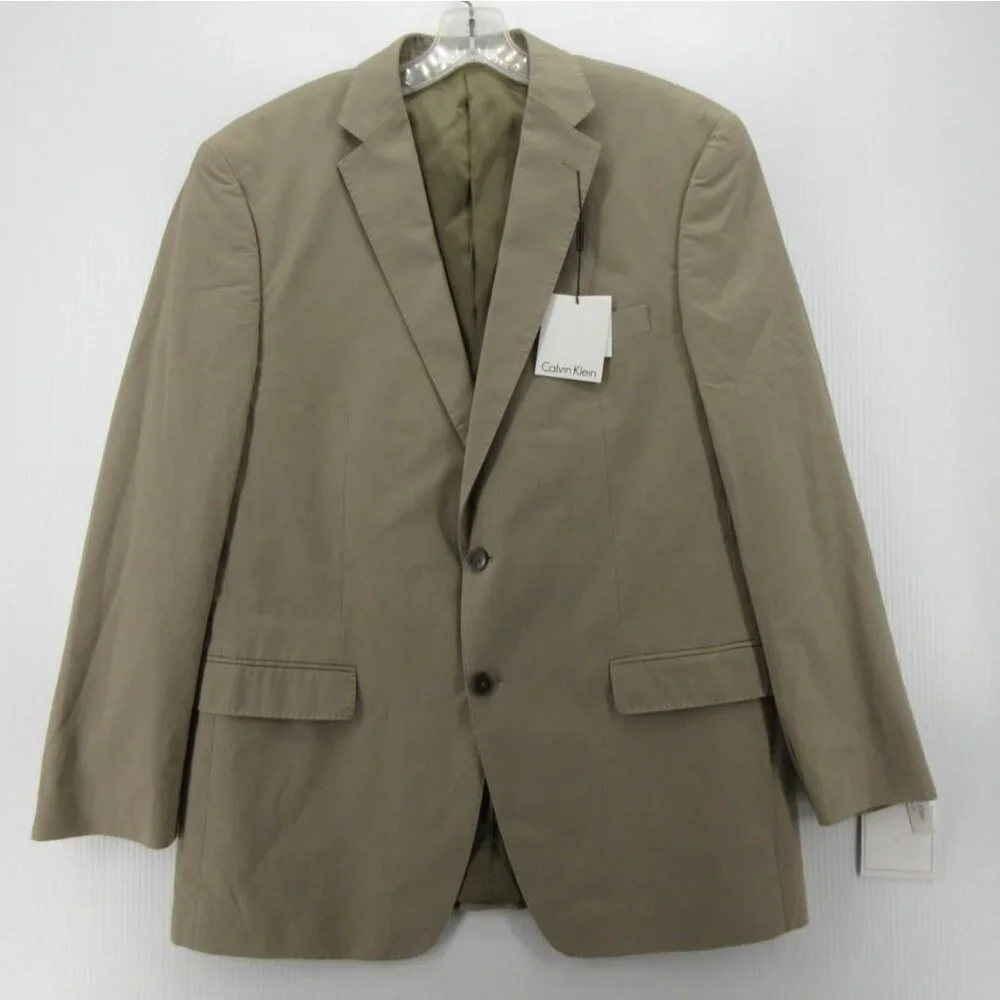 Calvin Klein Sport Coat 42 Tan Blazer Slim Fit Business Canvas NEW